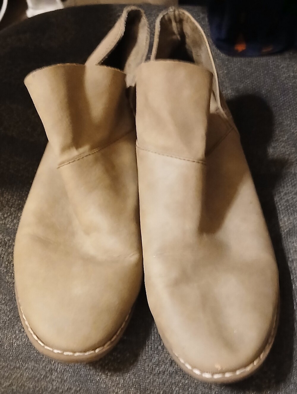 Beige Suede Slip-On Ankle Shoes - Picture 2 of 8